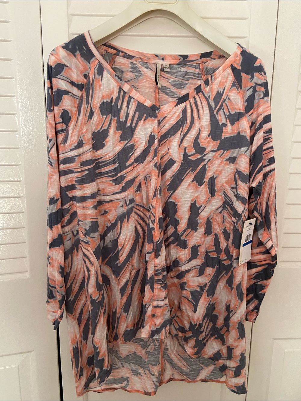 Calvin Klein Jeans Coral and Gray Abstract Print Tunic